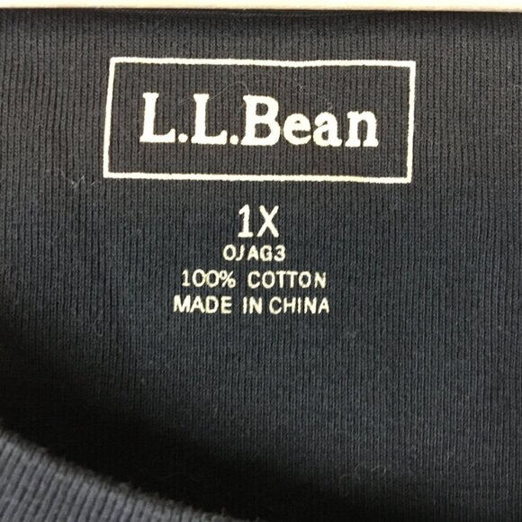 LL Bean Top 1X Short Sleeve V Neck T Shirt Solid Black Jersey Knit Casual Cotton - Picture 5 of 10
